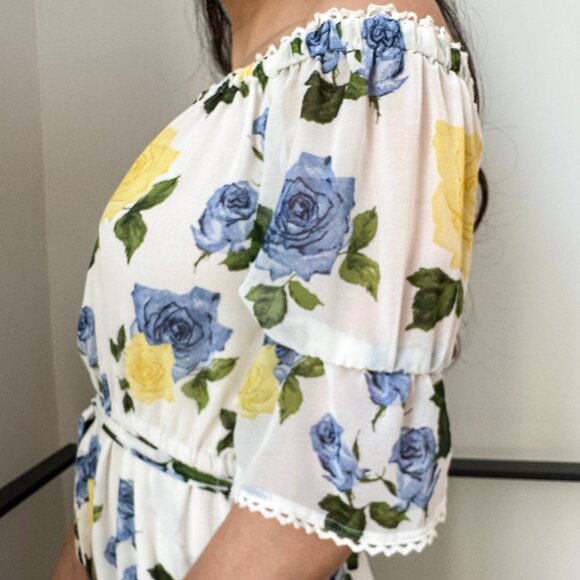 The Kooples Sport - Wild Roses Off-the-Shoulder Maxi Dress, Sz SMALL - Picture 7 of 10